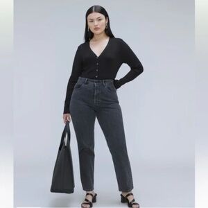 Everlane 90s Curvy Cheeky Black Denim Jean High Rise Straight Button Fly Size 29